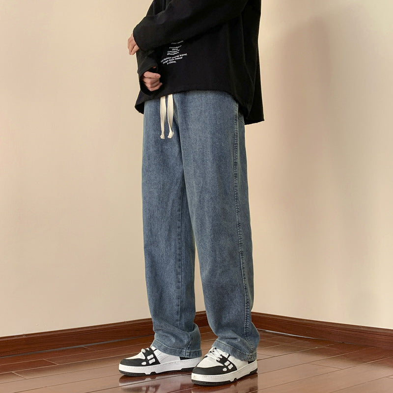 Herren lässige Denim-Hose mit bequemem Schnitt und elastischem Bund R&B