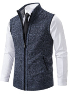 Herren elegante Strickweste mit hohem Kragen und praktischen Reißverschlusstaschen R&B