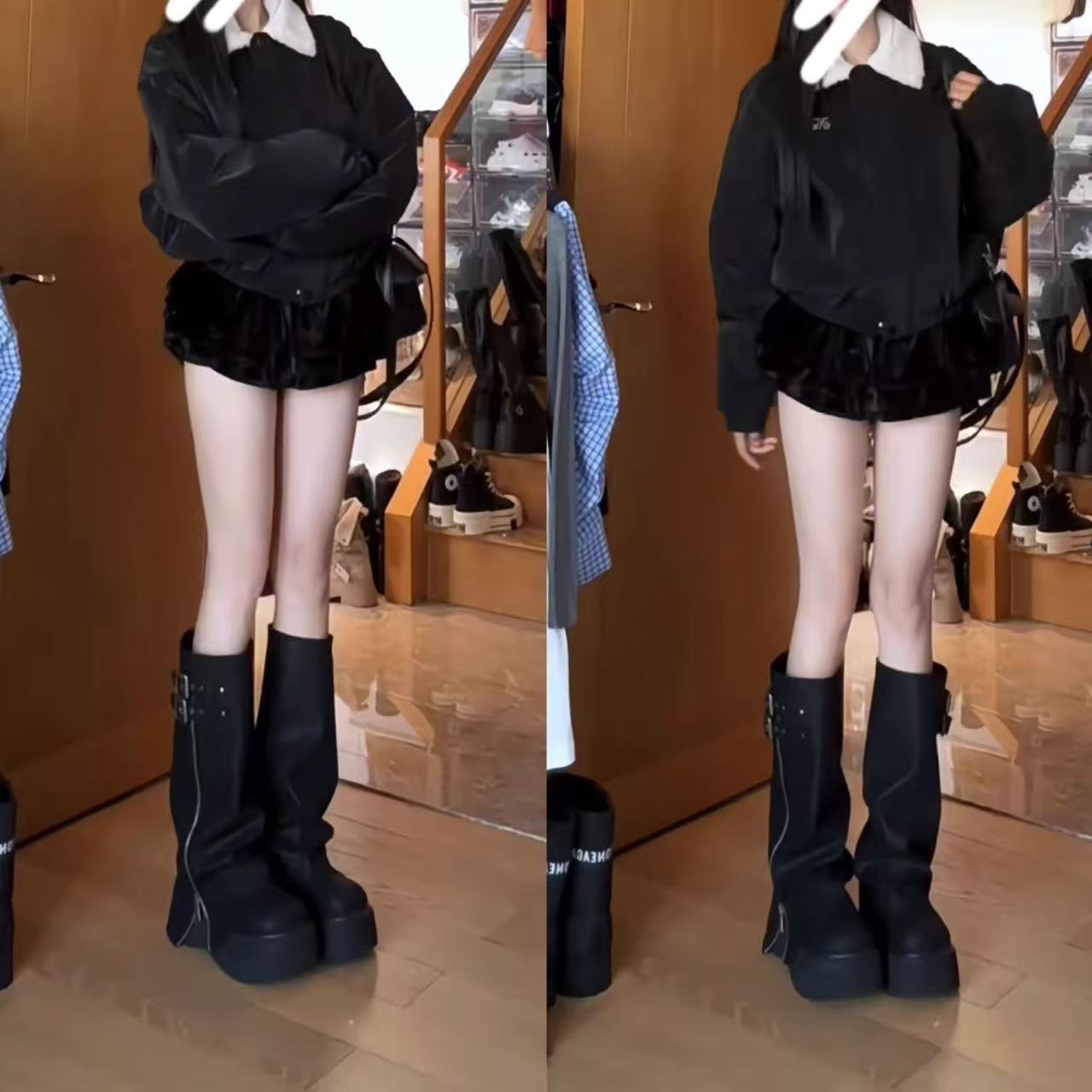 Damen Hochwertige Plateau-Stiefel im modernen Schnitt R&B