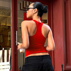Damen Sportliches Crop-Top mit raffinierten Trägern und auffälligem Schriftzug R&B
