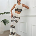 Damen elegantes Cropped Top und Maxi-Rock Set R&B
