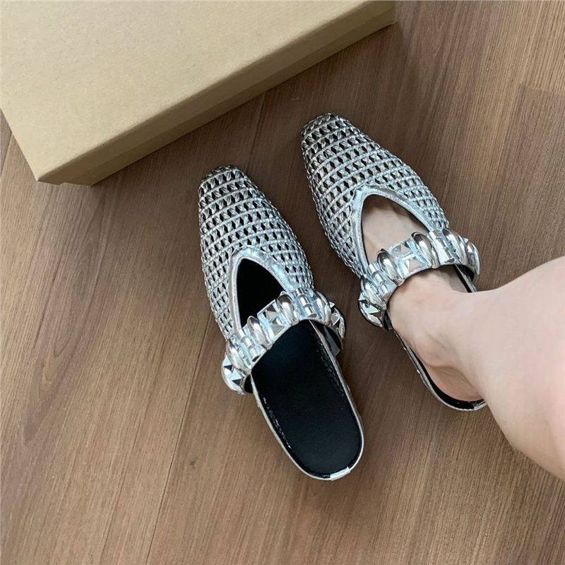 Damen elegante Mules mit glitternder Riemenverzierung R&B