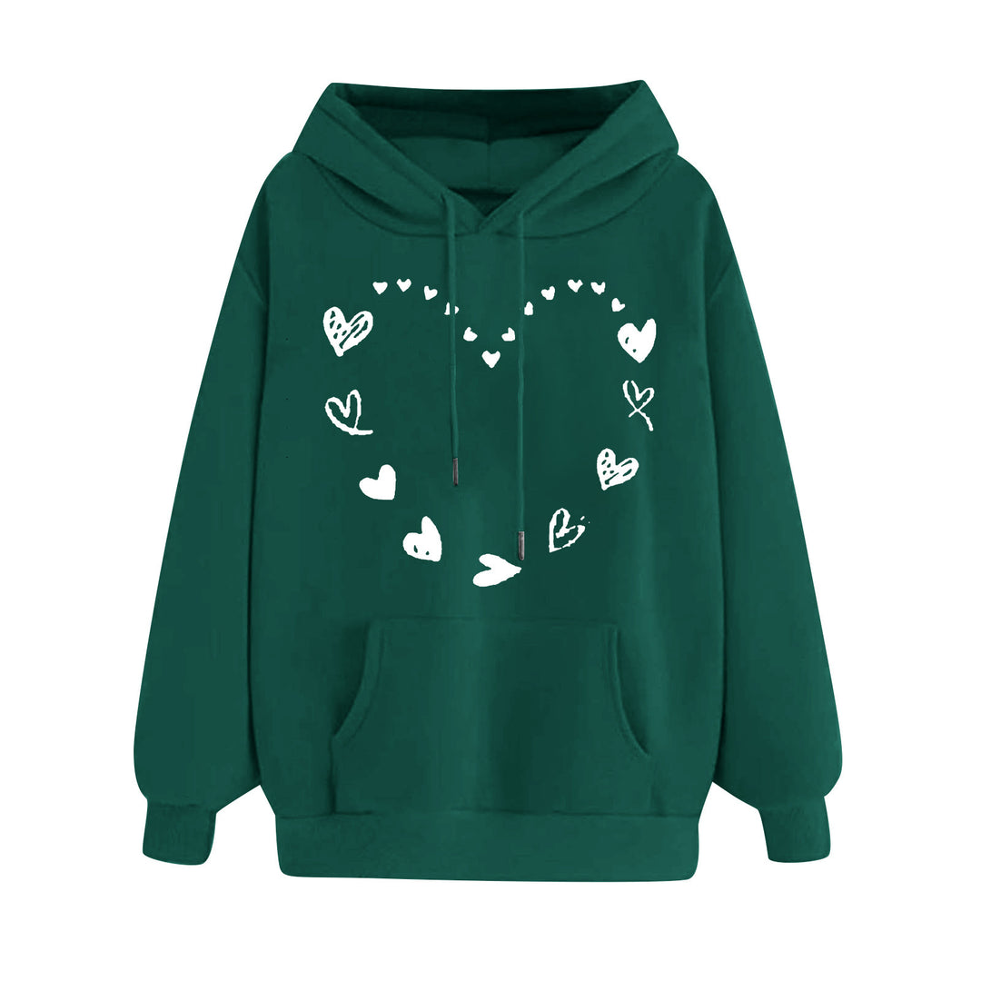 Damen Kapuzensweater mit verspieltem Herzmotiv und bequemer Kängurutasche R&B