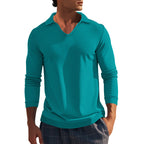 Herren Langarm-Shirt mit modernem V-Ausschnitt und strukturiertem Design R&B