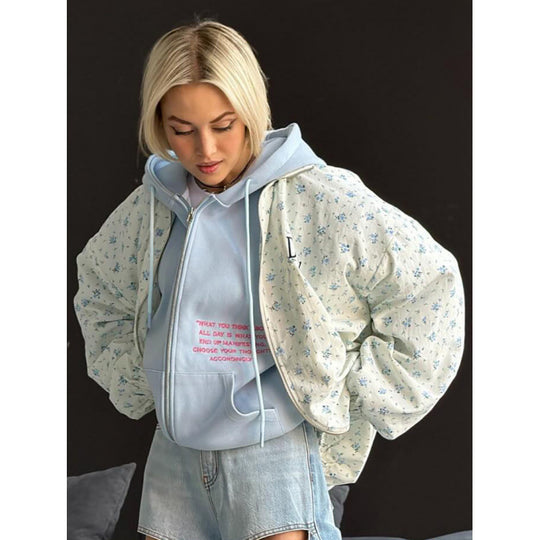 Damen lässige Oversized-Jacke mit floralen Muster R&B