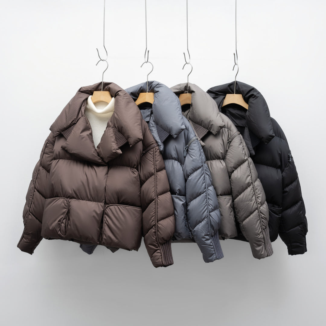 Damen modische verkürzte Steppjacke mit hoch geschlossenem Kragen und praktischen Taschen R&B