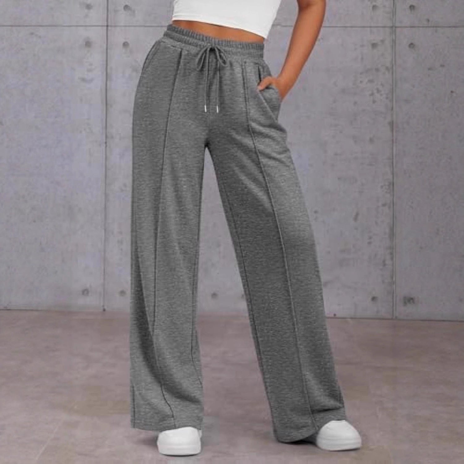 Damen Komfortable Weite Sweatpants mit elastischem Bund und praktischen Taschen R&B