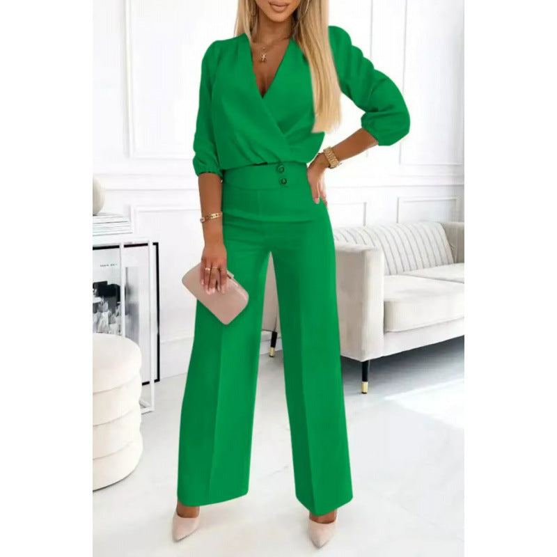 Damen elegantes Jumpsuit mit weiten Beinen R&B