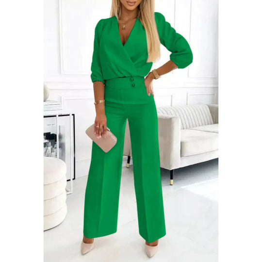 Damen elegantes Jumpsuit mit weiten Beinen R&B
