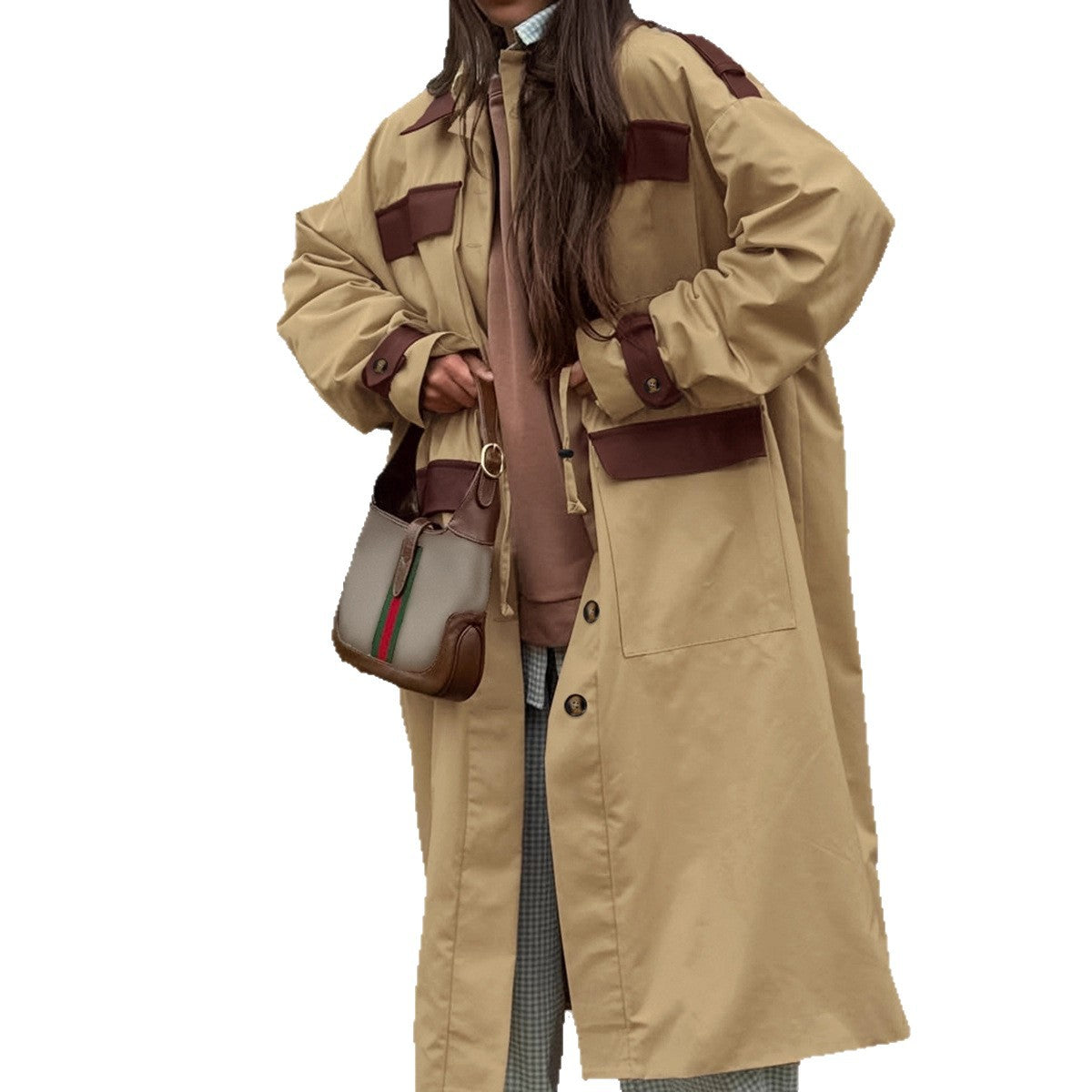 Damen Longline Utility-Jacke mit praktischen Taschen und verstellbarem Taillenzug R&B