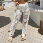 Damen trendige Strandhose mit ausgefallenem Fransen-Design R&B