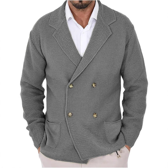 Herren Strickjacke mit doppelter Knopfleiste und modernen Taschen R&B