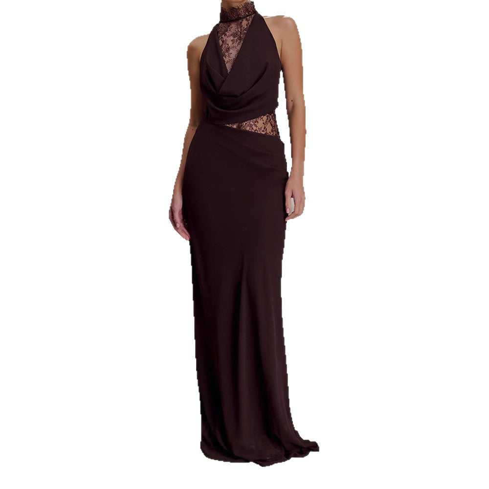 Damen Elegantes Bodenkonturen-Kleid mit exquisiter Spitzeneinlage R&B