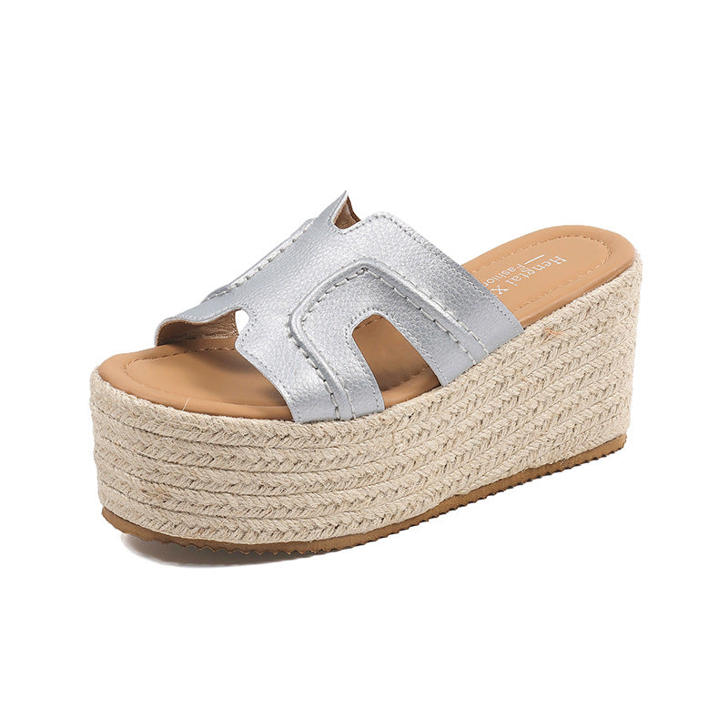 Damen Plattform-Pantoletten mit geflochtenem Design R&B