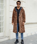 Herren Eleganter Kunstfellmantel mit Leopardenmuster R&B