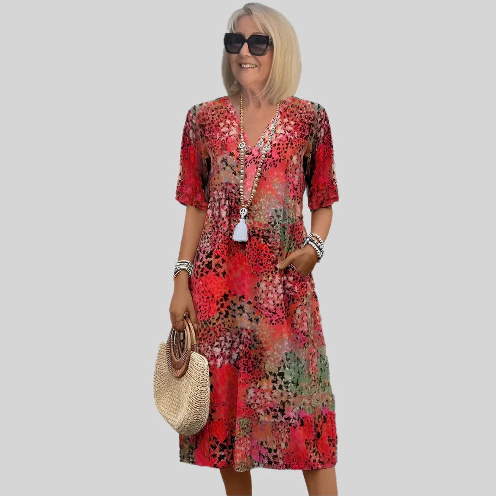 Damen Sommerliches Maxikleid mit floralem Design und praktischen Taschen R&B