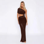 Damen asymmetrisches Wickelkleid mit raffinierten Rüschen und elegantem Schnitt R&B