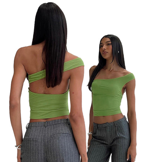 Damen trendiges Neckholder-Top mit elegantem V-Ausschnitt und figurschmeichelndem Schnitt R&B