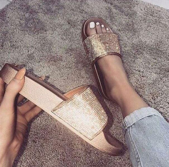Damen Komfortable Freizeit-Sandalen mit funkelndem Riemen R&B