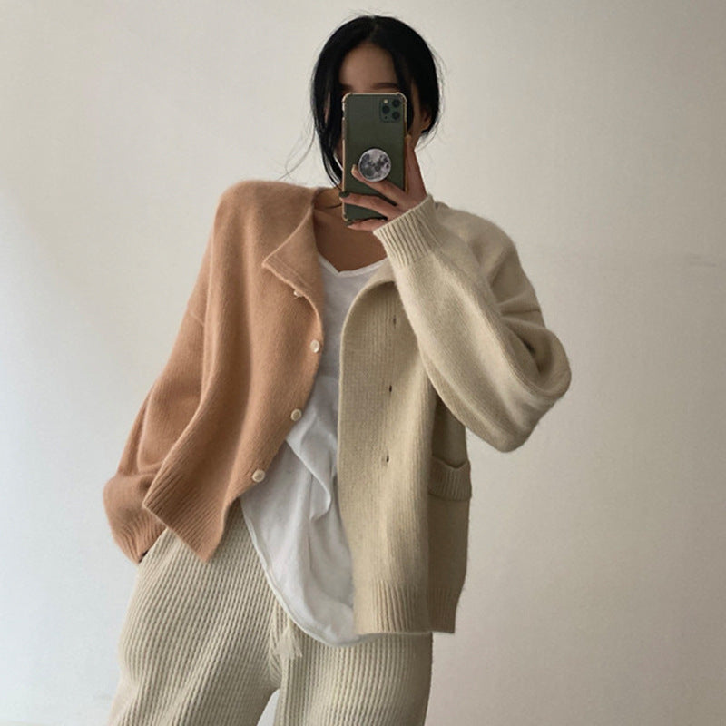 Damen Kuscheliger Strickcardigan mit hohen Ärmeln und einzigartigem Design R&B