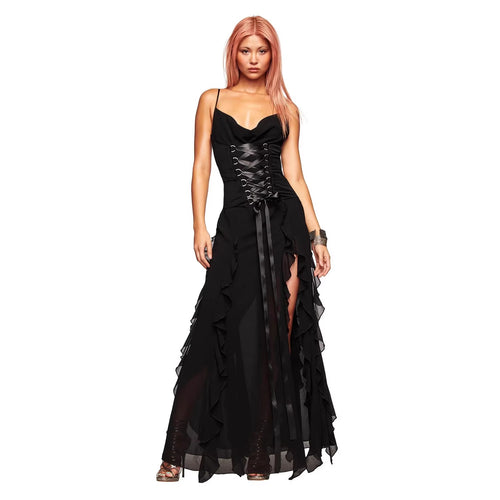 Damen Elegantes Wickelkleid mit Rüschen und Schnürdetails R&B