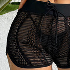Damen Sportliche Netzshorts mit hohem Bund und verstellbarem Kordelzug R&B
