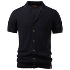 Herren nan Kurzarm Strickcardigan mit Reverskragen und feinem Strukturstrick R&B