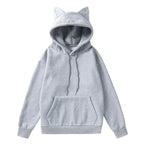 Damen Kapuzenpullover mit Katzenohren und weichem Innenfutter R&B