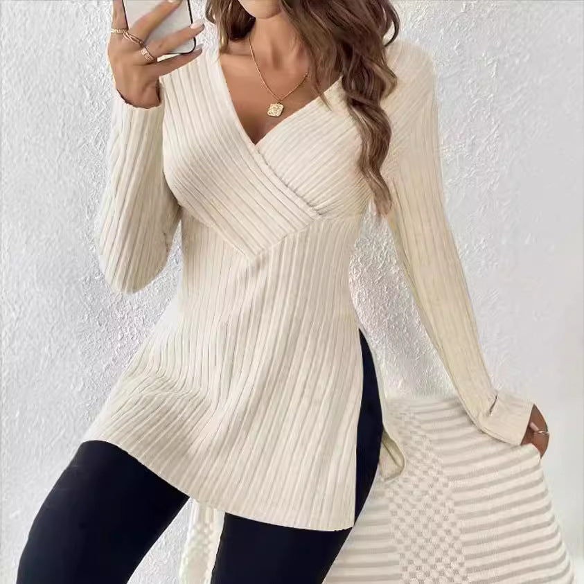 Damen Wickeloberteil mit strukturiertem Rippendesign und modernem Schnitt R&B