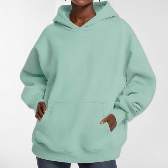Damen Lockere Kapuzenpullover aus weichem Fleece mit Kängurutasche R&B