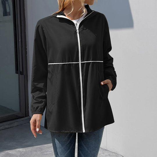 Damen leichte Regenjacke mit praktischer Kapuze und seitlichen Taschen R&B