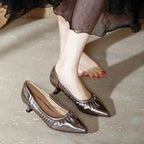 Damen elegante spitze Ballerinas mit raffiniertem Falten-Design