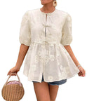 Damen verspieltes Oberteil mit floralen Details R&B