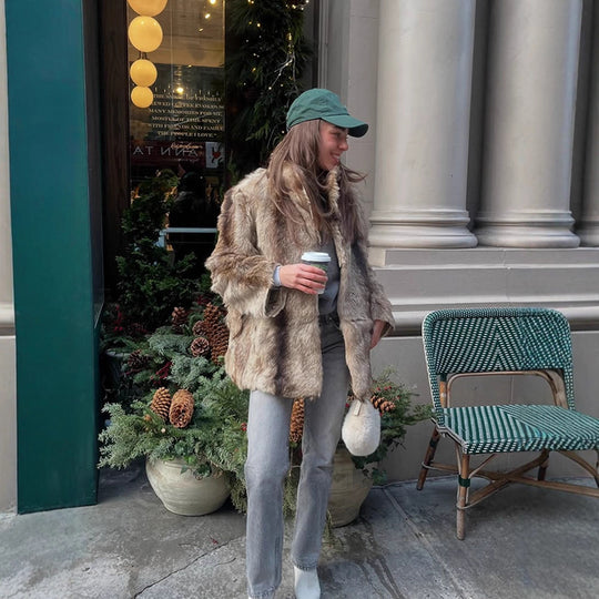Damen luxuriöse Kunstfelljacke R&B