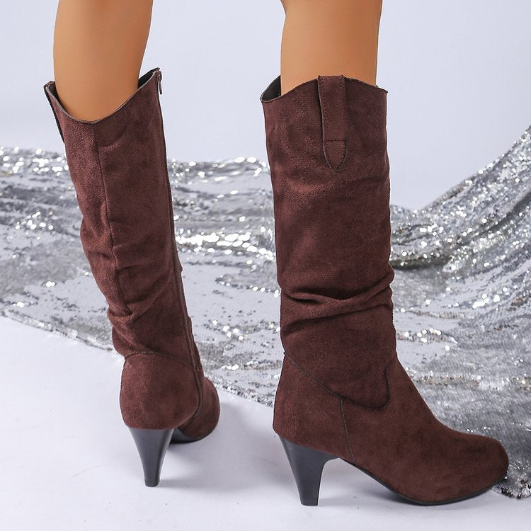 Damen elegante Overknee-Stiefel mit hohem Absatz R&B