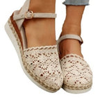 Damen Espadrille-Sandalen mit filigranem Häkel-Design und elastischem Knöchelriemen R&B