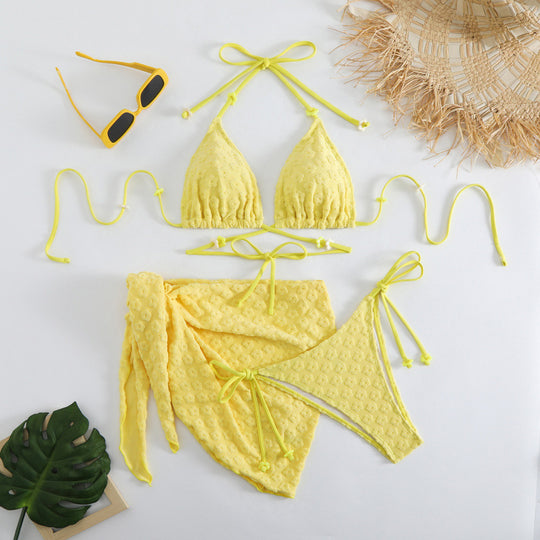 Damen Triangel-Bikini mit floralem Muster und dazugehörigem Rock R&B