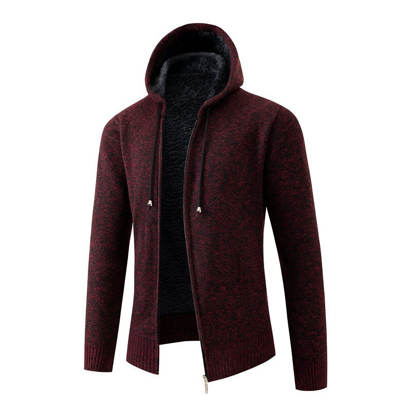 Herren gemütlicher Strickhoodie mit kuscheligem Innenfutter