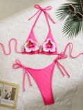 Damen Floral verziertes Triangel-Bikini R&B