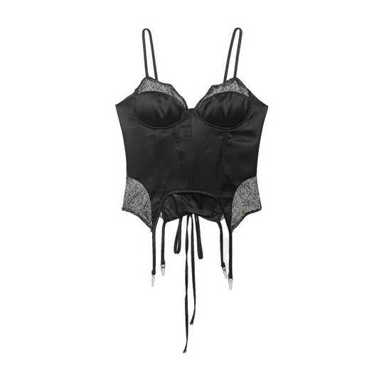 Damen Korsett Top mit zartem Spitzenbesatz und raffiniertem Schnitt R&B