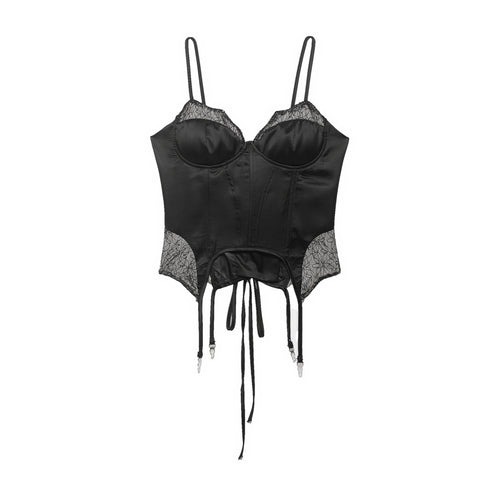 Damen Korsett Top mit zartem Spitzenbesatz und raffiniertem Schnitt R&B