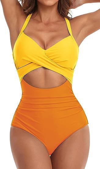 Damen Cut-Out Badeanzug mit Kreuzgurt R&B