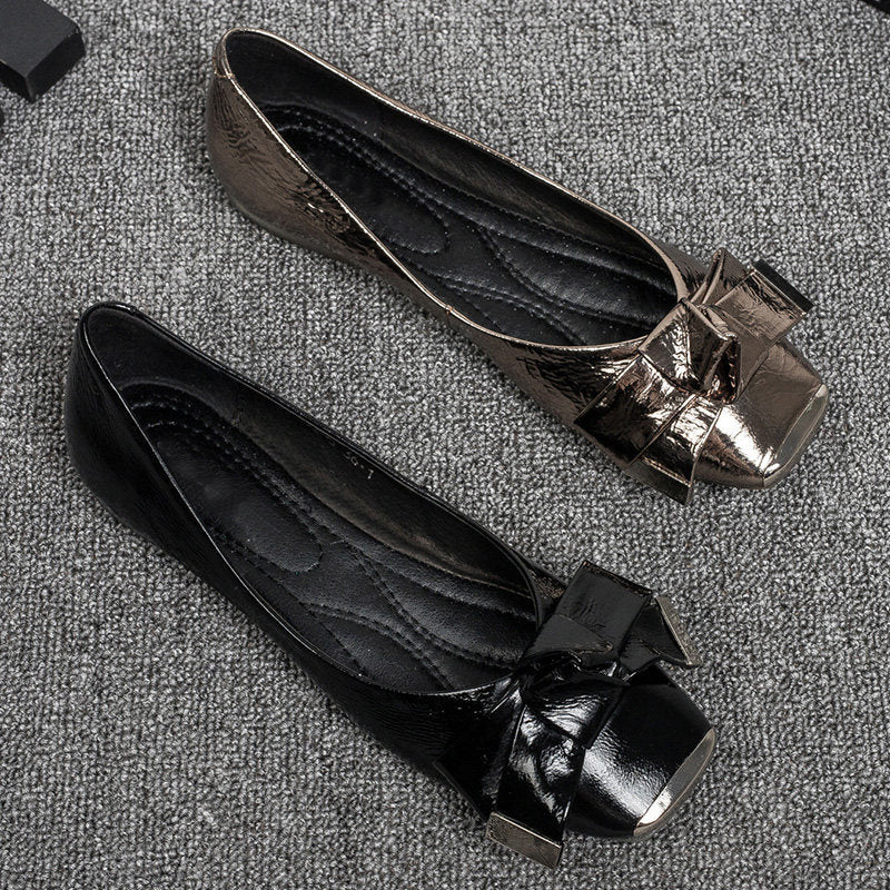Damen Ballerinas mit elegantem Schleifenakzent und glänzender Lackoberfläche R&B