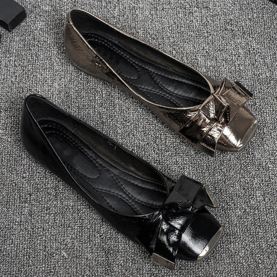 Damen Ballerinas mit elegantem Schleifenakzent und glänzender Lackoberfläche R&B