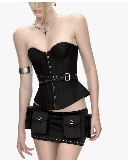 Damen Korsettoberteil mit authentischen Details und figurformenden Schnallen R&B