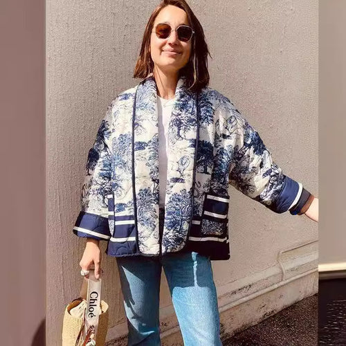 Damen Steppjacke mit modischem Muster und praktischen Taschen R&B