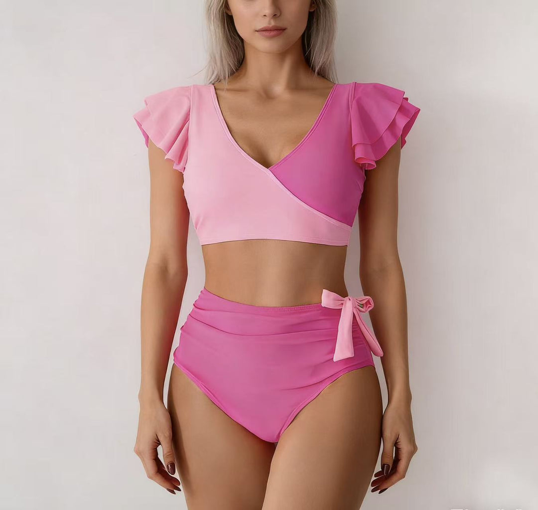 Damen Hochtailliertes Bikini-Set mit Rüschendetails R&B