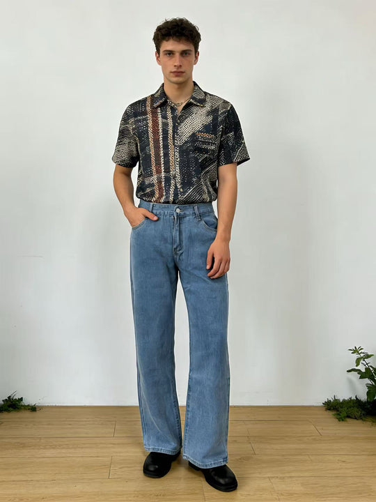 Herren Weite Chino-Hose mit hoher Taille