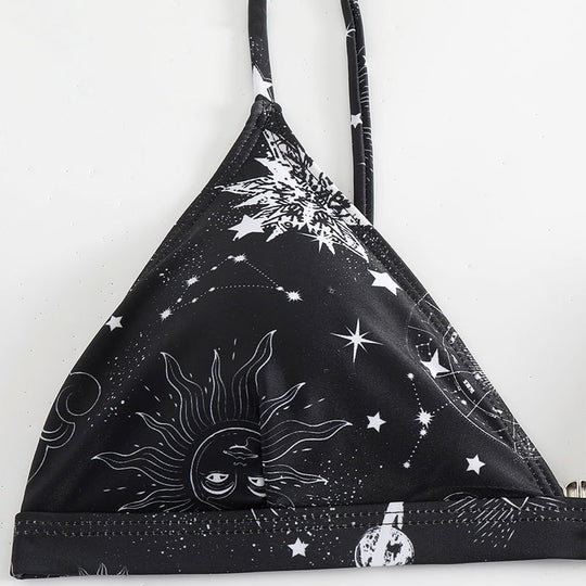Damen Triangel-Bikini mit galaxy-inspiriertem Design und verstellbaren Trägern R&B