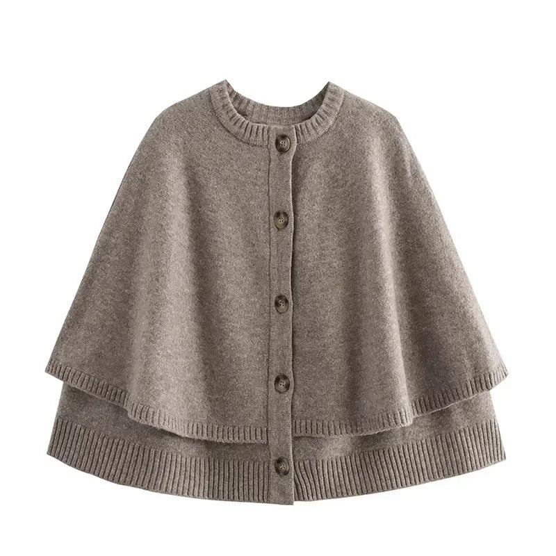 Damen Elegante Strickumhang mit Knopfleiste R&B